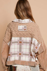 POL Corduroy Jacquard Patchwork Button Up Jacket OutfitFlow